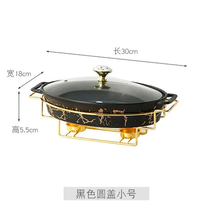 Vaisselle de visionneuse naren céramique nordique, casserole binaurale domestique, pot à soupe, hôtel, restaurant, ensemble de supports de pot chauffant à bougie