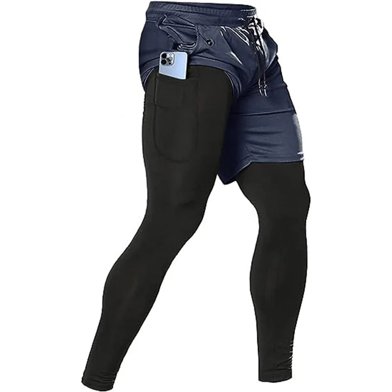 Pantalons de Sport pour hommes 2 en 1, survêtements d'athlétisme, vêtements d'entraînement, de Jogging, de gymnastique, de Fitness, de course