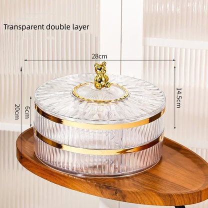 Boîte à snacks transparente multicouche, anti-poussière, acrylique, fruits secs, boîte de rangement pour bonbons et noix, salon moderne, conteneur solaire