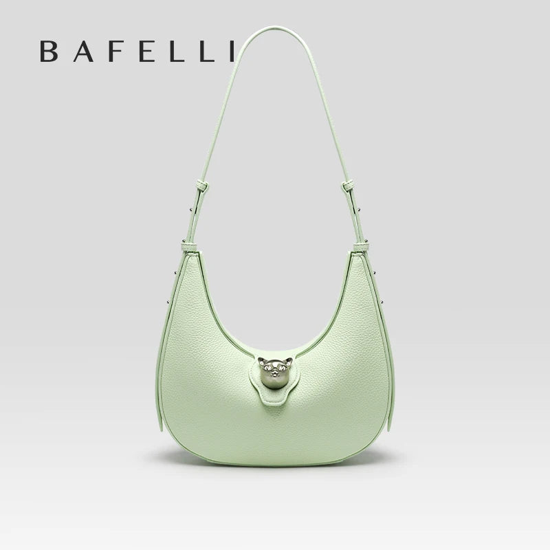 BAFELLI 2025 nouveau sac à main pour femmes série chat en cuir véritable marque de luxe mode rétro STYLE épaule HOBOS sacs à rabat femme