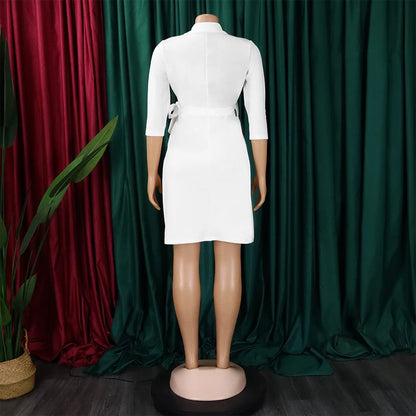 Robe plissée pour femmes, grande taille, col plissé, style blazer, bureau, vintage, sexy, ceinture, fête, serrée, courbée, courte