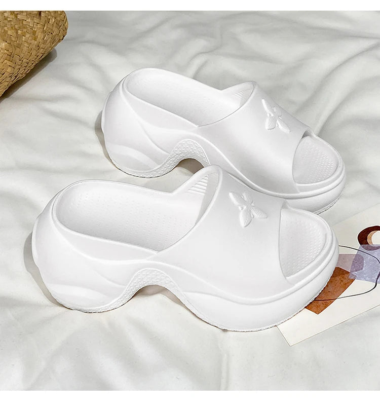 STleargSHEN-Pantoufles d'été à l'offre elles optiques pour femmes, tongs hautes de 9cm, talons compensés, chaussures de plage, pantoufles à plateforme épaisse