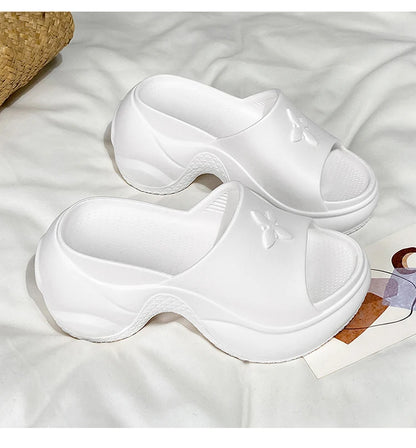 STleargSHEN-Pantoufles d'été à l'offre elles optiques pour femmes, tongs hautes de 9cm, talons compensés, chaussures de plage, pantoufles à plateforme épaisse