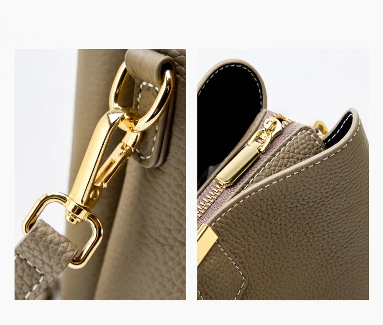 Hifashion 100% vache en cuir véritable seau épaule sacs à bandoulière pour femmes 2025 luxe concepteur large sangle fourre-tout dames sacs à main