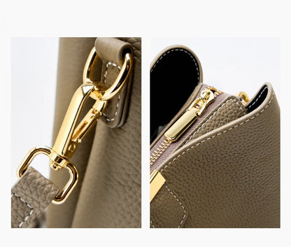 Hifashion 100% vache en cuir véritable seau épaule sacs à bandoulière pour femmes 2025 luxe concepteur large sangle fourre-tout dames sacs à main