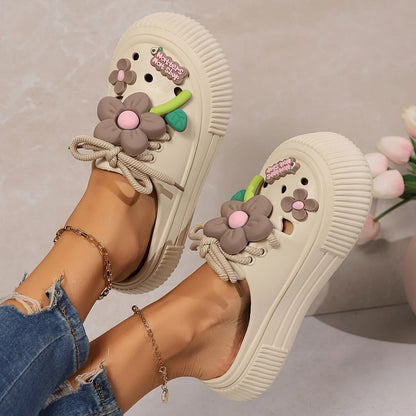 Pantoufles d'été pour femmes, jolies sandales à plateforme décoratives, sabots d'extérieur décontractés, sandales de plage, diapositives antidérapantes, chaussures d'intérieur et de maison 35-42