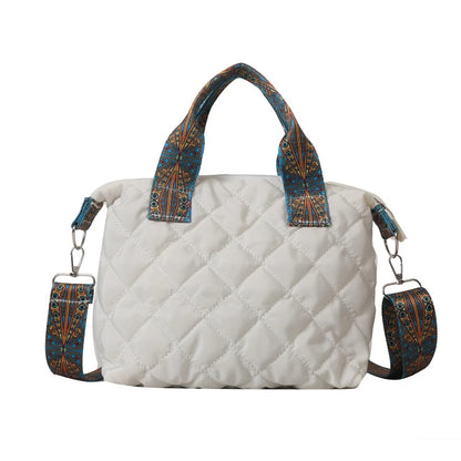 Sac à main à large ceinture pour femmes, automne/hiver, espace losange, sac à bandoulière en coton, grande capacité, fourre-tout de Shopping assorti