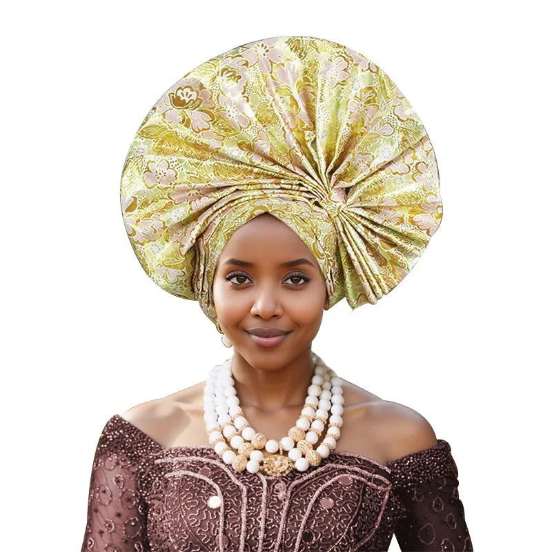 Turban africain nigérian, Bonnet Hijab Auto Gele, couvre-chef déjà fabriqué Sego Gele, bandeau pour fête de mariage