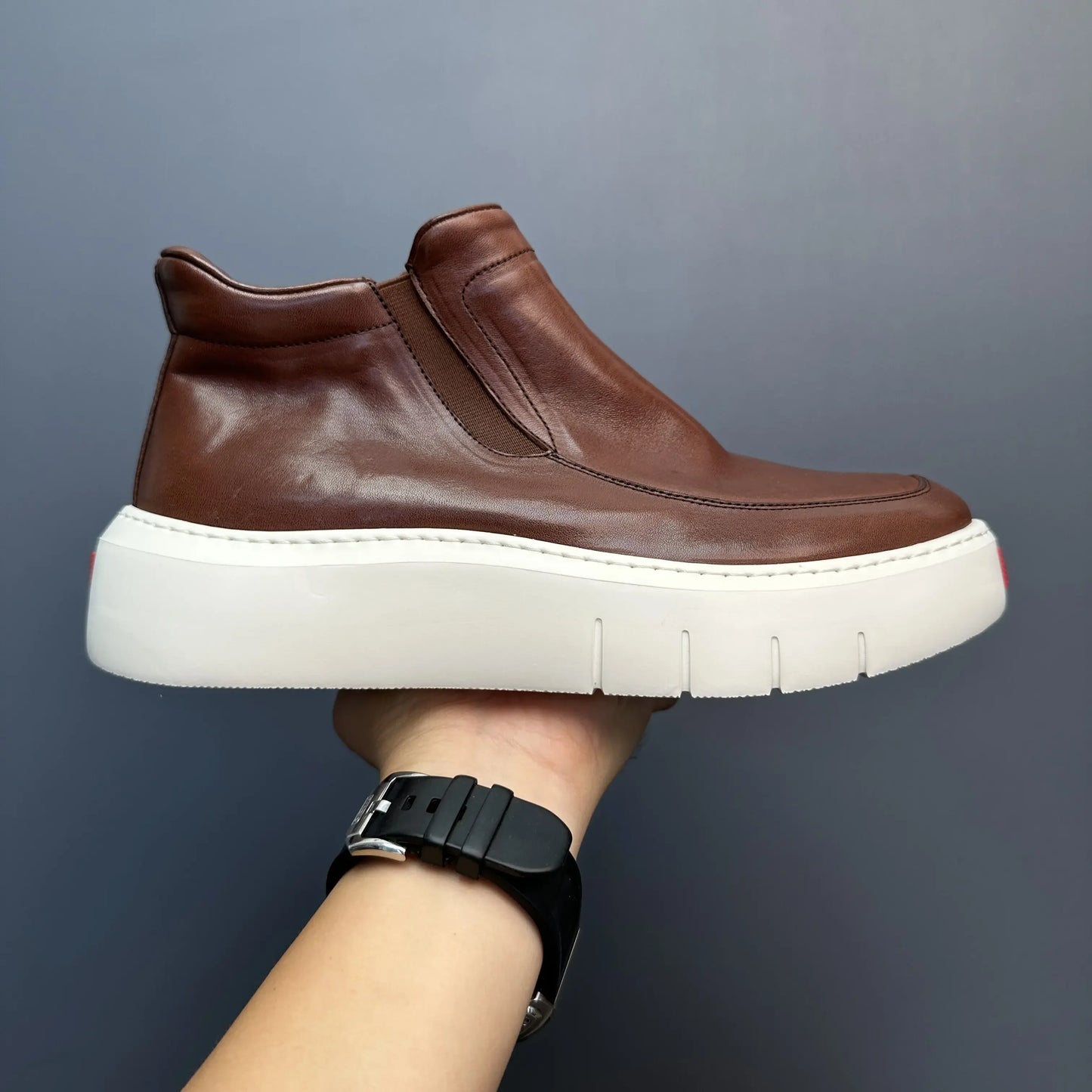 Bottes courtes montantes en cuir véritable pour hommes, chaussures décontractées, semelle optique rétro, printemps et automne, nouveau, 2025