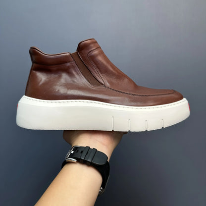 Bottes courtes montantes en cuir véritable pour hommes, chaussures décontractées, semelle optique rétro, printemps et automne, nouveau, 2025