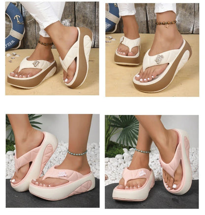 Nouvelles tongs élévatrices pour femmes, sandales à plateforme épaisse EVA, Design tanga confortable d'été, chaussures légères à la mode pour l'extérieur