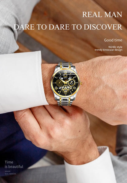 OPK8135-montre pour hommes, bracelet en acier avec lueur nocturne étanche