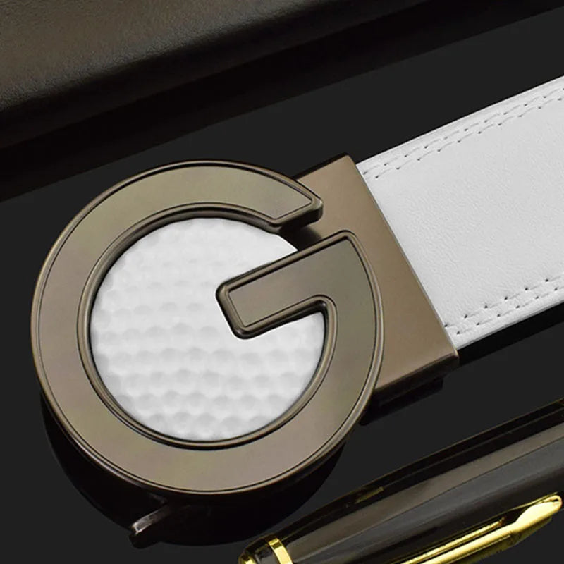 Ceinture de Golf blanche pour hommes, Texture cuir, coiffeur, boucle automatique, Simple, haute qualité, décontractée, pantalon pour jeunes