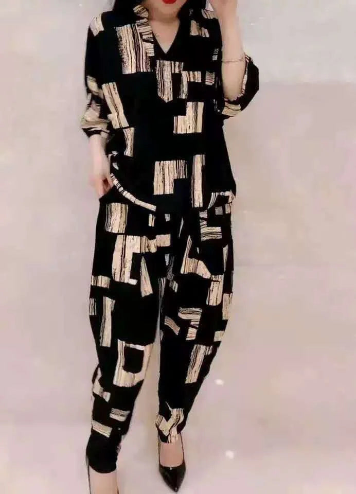 Costume femme 2025 été nouvelle Version coréenne ample imprimé hauts sarouel deux ensembles correspondant à la mode grande taille vêtements pour les femmes