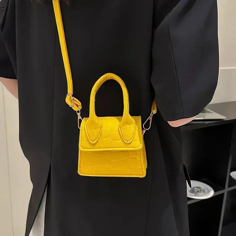 Sac à main en feutre coloré pour femme, mini sacs à main, sac à bandoulière, motif pierre, initié