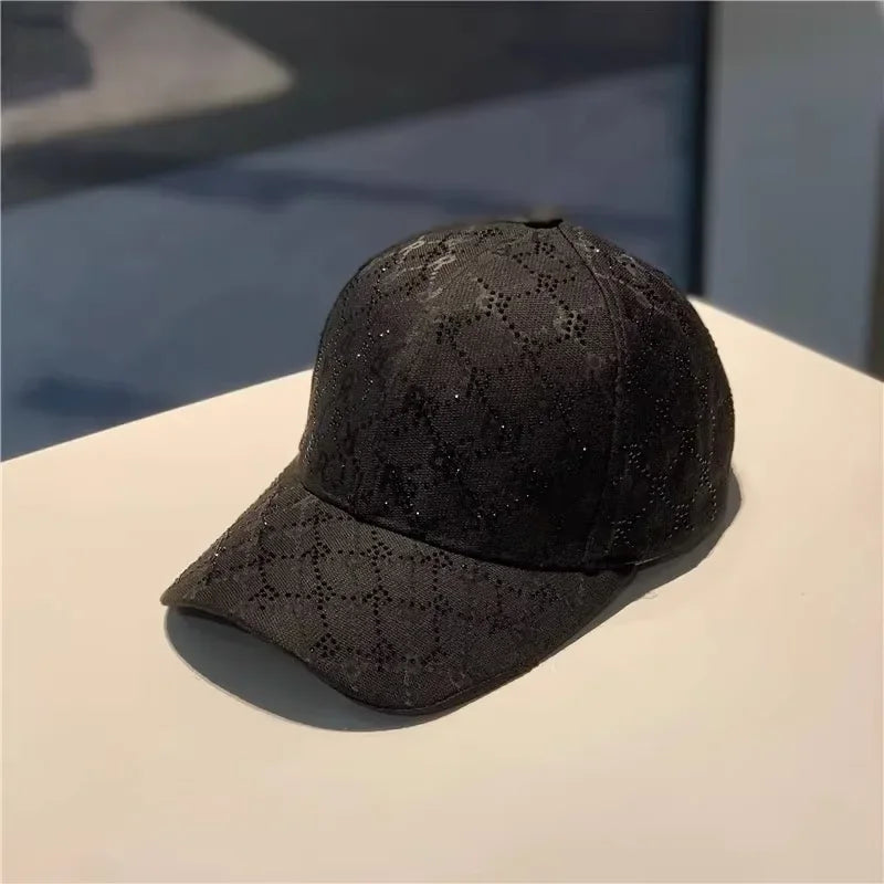 Casquette de Baseball avec lettres en strass pour hommes et femmes, casquette de soleil de rue, chapeau de langue de canard assorti, chapeau de soleil d'extérieur