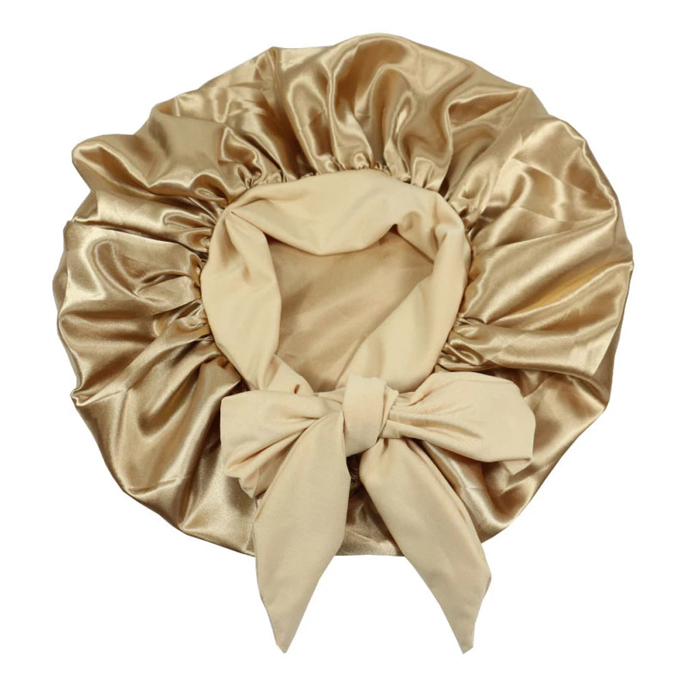 Nouveau bonnet de cheveux en Satin pour dormir, Invisible, plat, Imitation soie, rond, soins capillaires pour femmes, couvre-chef, bouton de réglage de cérémonie, chapeau de nuit