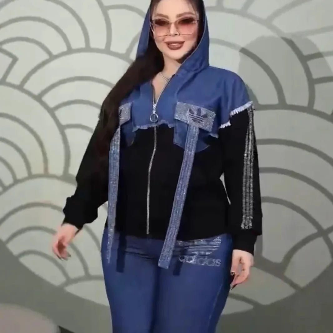 Ensemble veste et pantalon de costume en Denim pour femmes, Ensemble de vêtements en Denim confortables et décontractés de la chine continentale, article en Stock AE