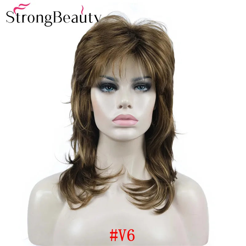 Perruque synthétique ondulée mi-longue pour femmes, cheveux naturels, sans capuchon