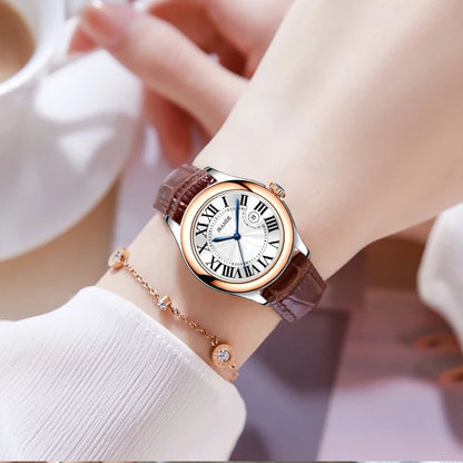 Montre femme élégante haut de gamme luxe Vintage montres pour femmes ronde dames horloge à main véritable CD ou boucle papillon