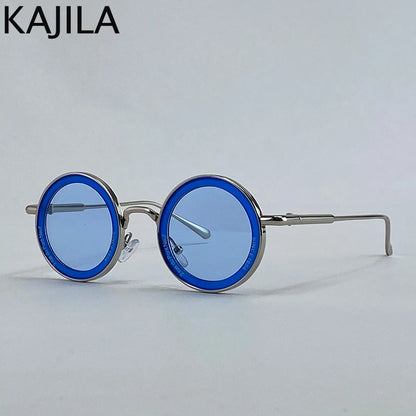 Lunettes de soleil rondes Steampunk à petite monture pour hommes, marque de luxe rétro Punk, lunettes de conduite classiques, UV400, 2025