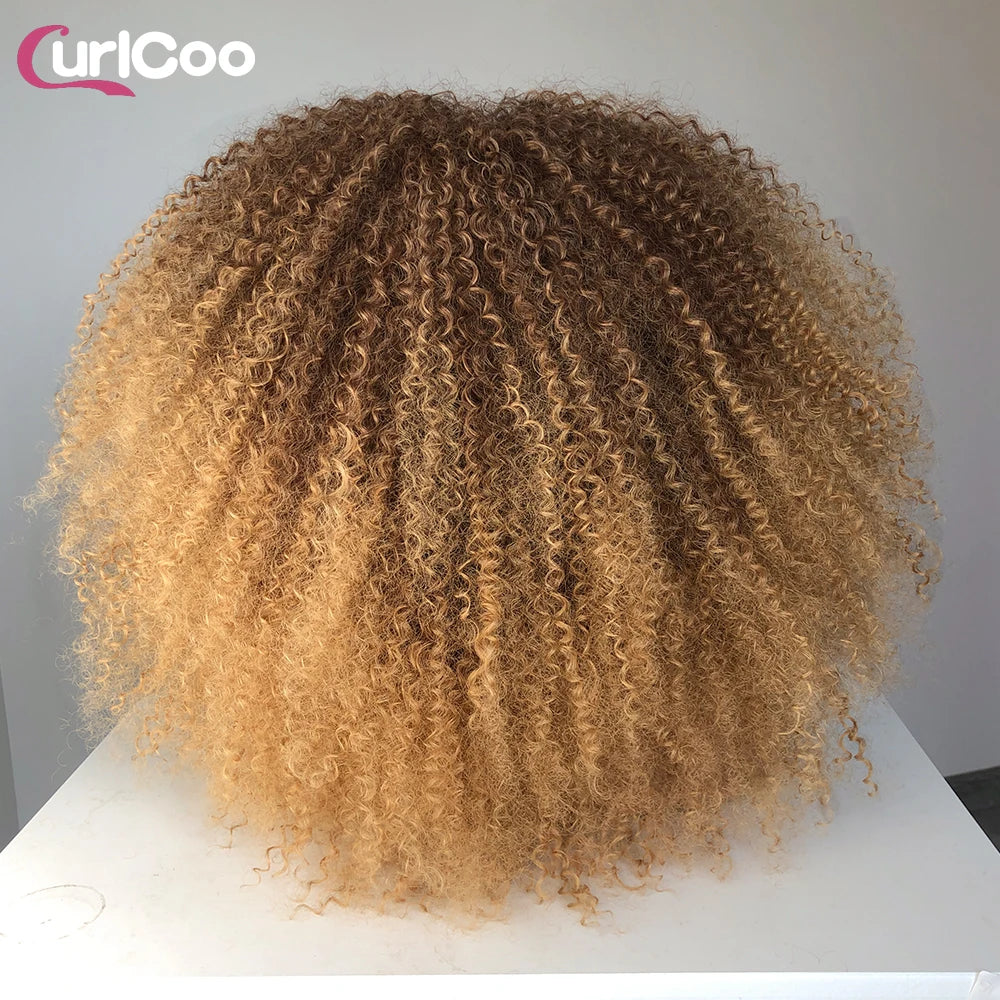 Perruque bouclée avec frange, perruque Afro bouclée pour femmes noires, perruque longue et moelleuse en Fiber synthétique pour fête quotidienne, Cosplay