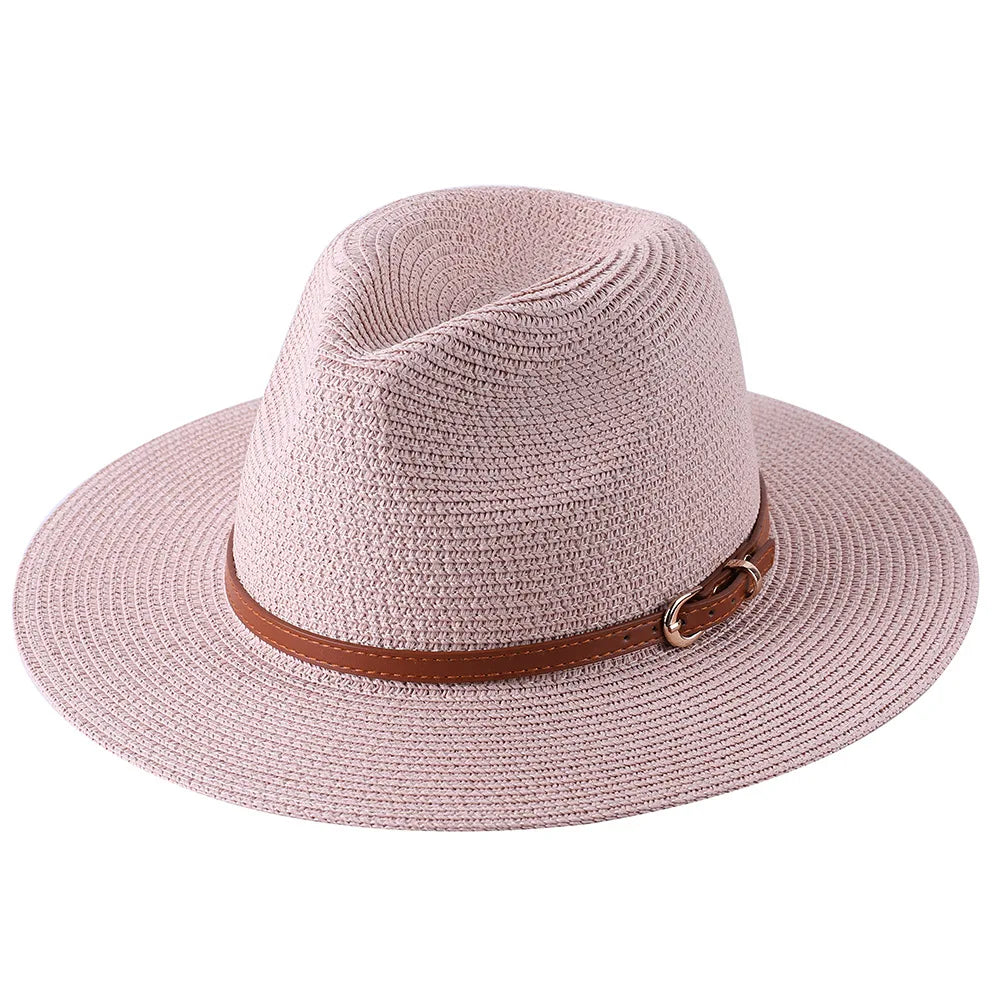 56-58-59-60CM nouveau chapeau de paille de forme souple Panama naturel été femmes/hommes casquette de soleil de plage à large bord Protection UV chapeau Fedora