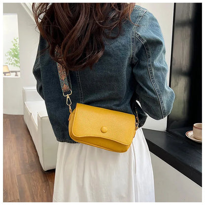 Sacs à bandoulière confortables à large sangle en cuir PU, sac à bandoulière à rabat décontracté pour femmes pour cadeaux, petits sacs à main et bourses de créateurs