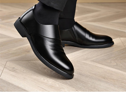 Chaussures plates en cuir véritable pour hommes, rehaussantes de 6CM, chaussures d'affaires formelles en cuir, chaussures de mariage décontractées britanniques, nouvelle collection