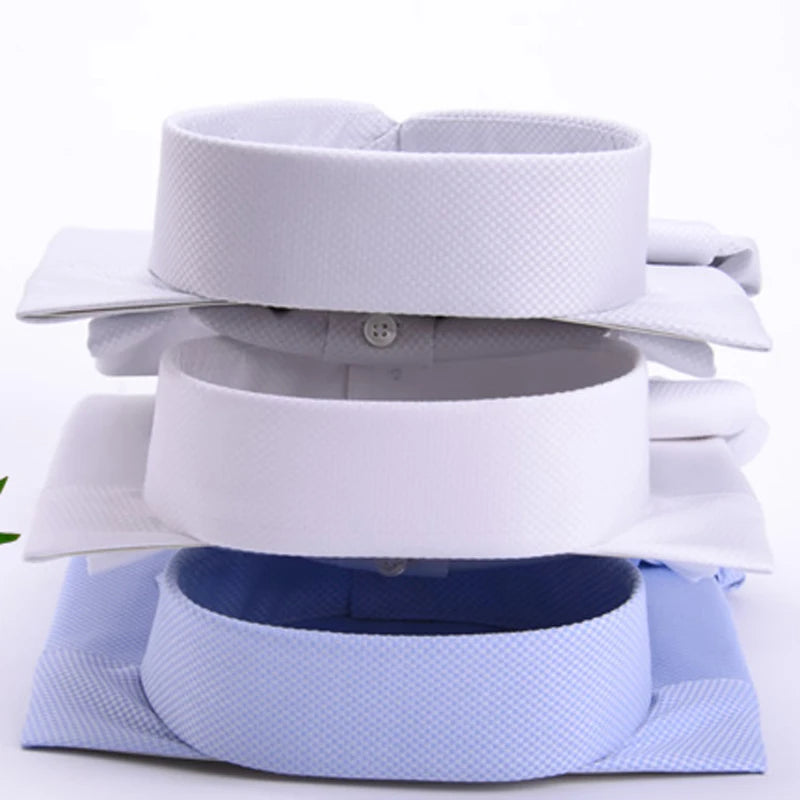 Chemises à col haut à double boucle pour hommes, mode rétro britannique, pur coton, chemises d'affaires minces, chemises de travail