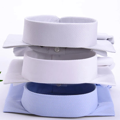 Chemises à col haut à double boucle pour hommes, mode rétro britannique, pur coton, chemises d'affaires minces, chemises de travail