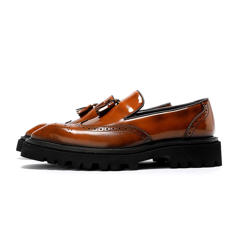 Mocassins d'été en cuir véritable pour hommes, chaussures d'été à enfiler, respirantes, semelle épaisse, richelieu, pompon, tenue décontractée