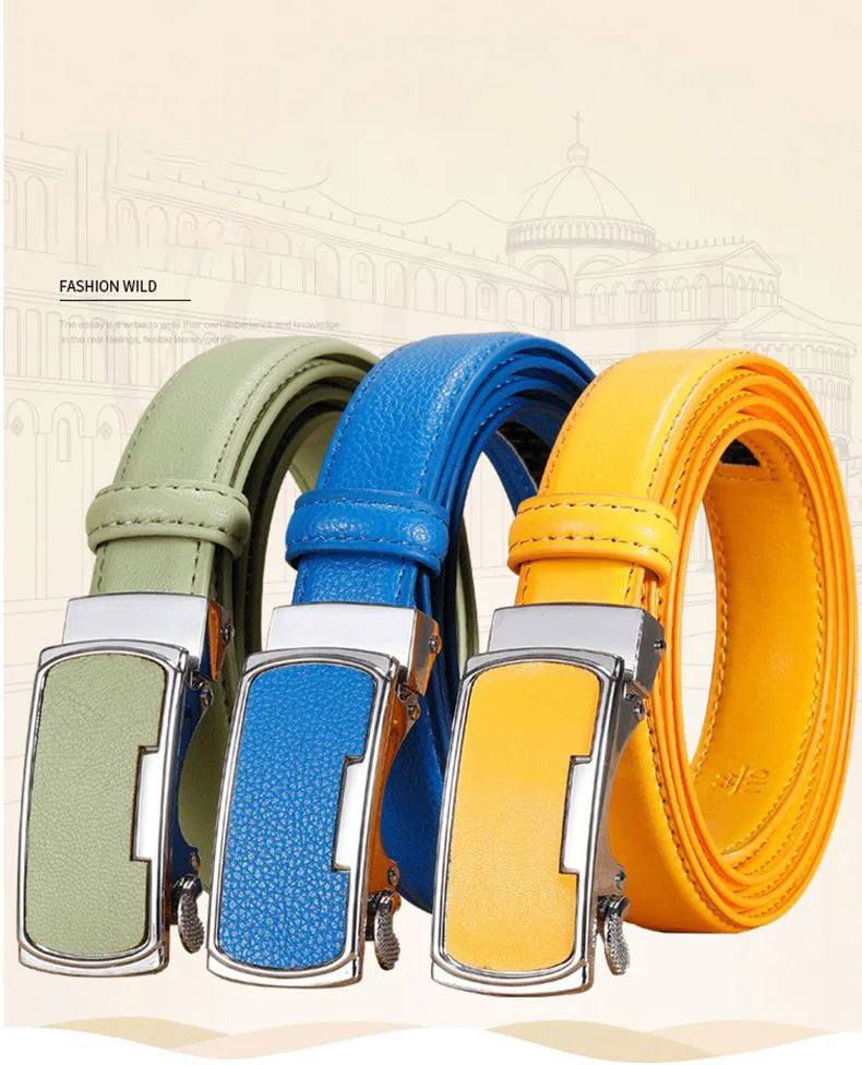 Ceinture de mode coréenne pour femmes, fine, étroite, art, couverture de taille, blanc, orange, bleu, vert, jaune, rouge, designer, ceinture automatique, nouveau