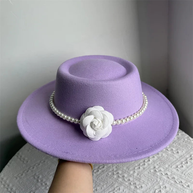 Chapeau Fedora de Style français pour femmes, chapeau en feutre à bord large de 10CM, Derby d'hiver et d'automne, chapeaux de Jazz de mariage
