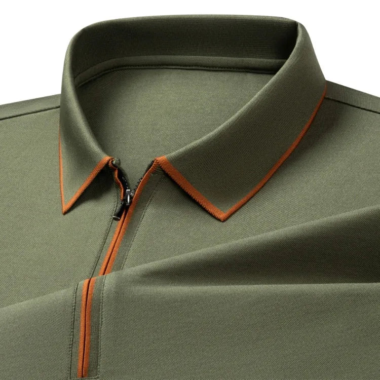 Polo en soie à fermeture éclair pour hommes, T-Shirt à manches courtes en mûrier avec fermeture éclair en métal, col montant, haut d'été décontracté de luxe en coton et lin