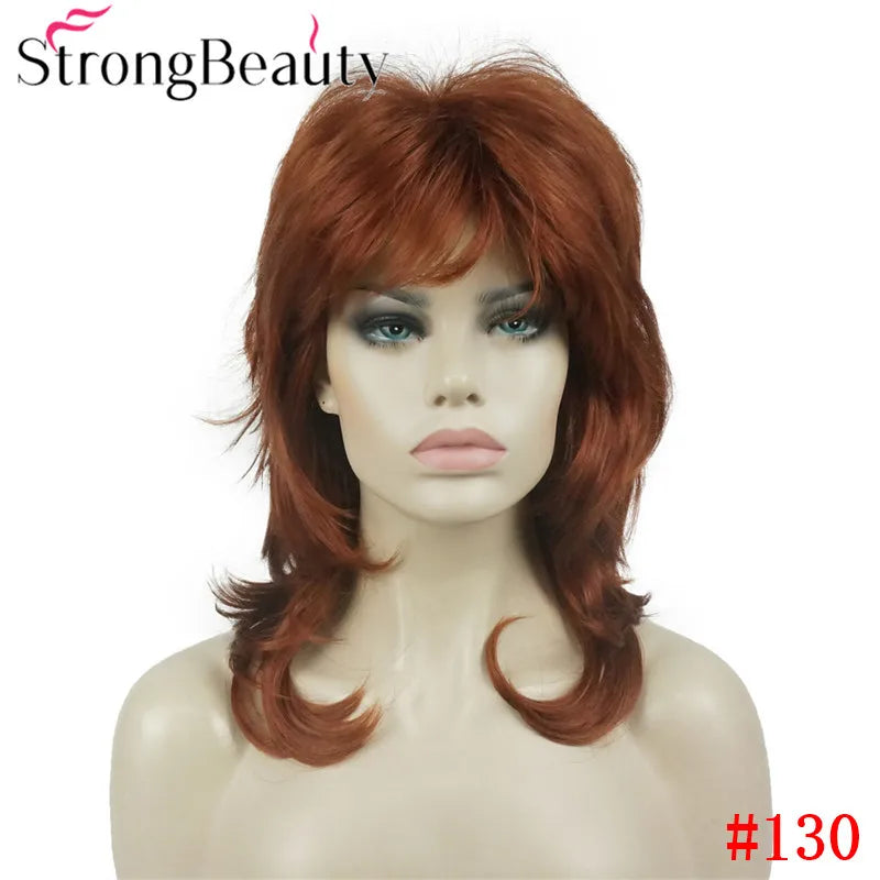 Perruque synthétique ondulée mi-longue pour femmes, cheveux naturels, sans capuchon