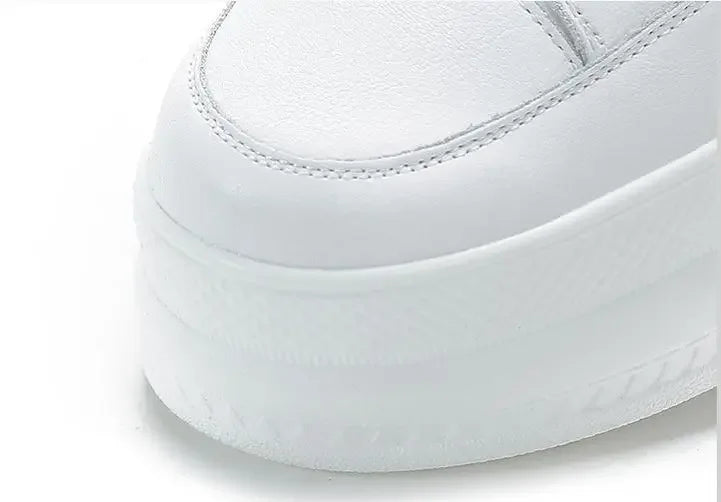 9cm femmes chaussures grosses baskets Air maille évider en cuir véritable blanc chaussures compensées plate-forme talon pompes Mujer Bombas