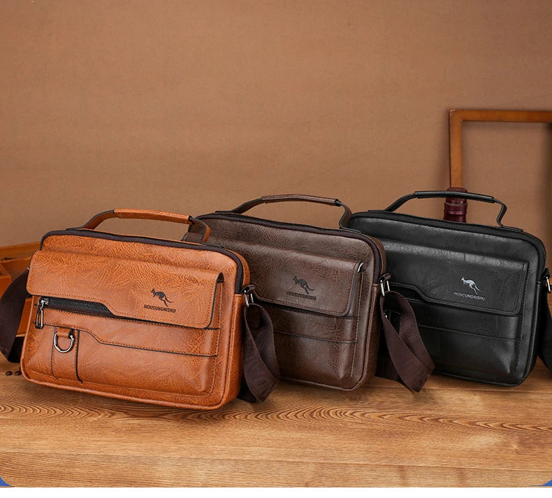 Sacs de messager de marque kangourou de luxe hommes en cuir sac à bandoulière décontracté pour hommes marron noir sac à bandoulière d'affaires sac à main masculin