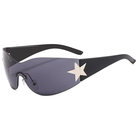 Lunettes de soleil Punk Y2K pour femmes et hommes, tendance, enveloppantes, nuances, décoration étoile, UV400, 2025