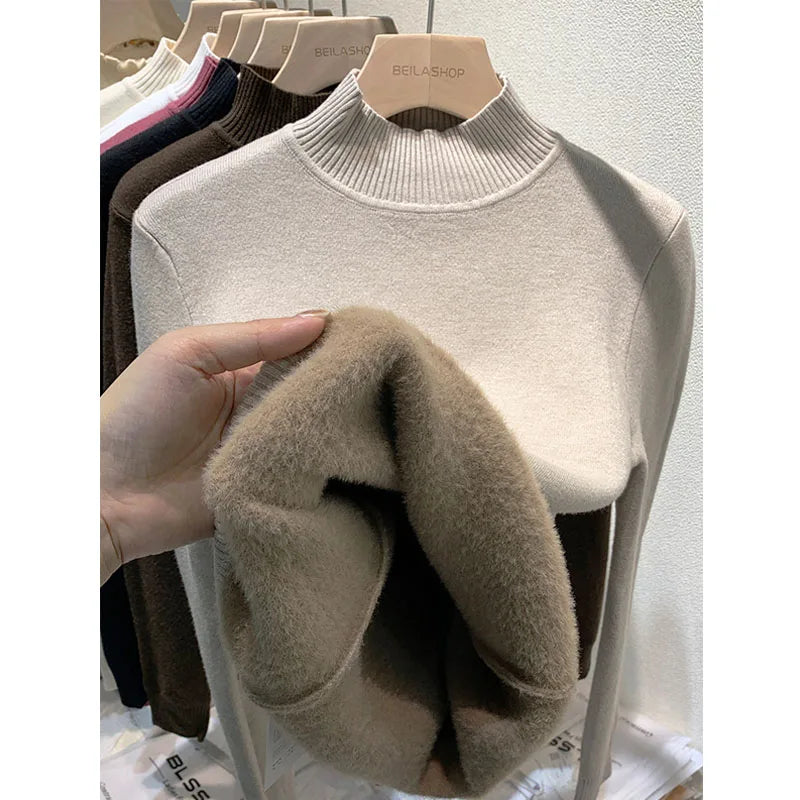 Pull à col roulé à manches longues pour femmes, pulls souriants, pull d'hiver, vêtements pour femmes, nouveau