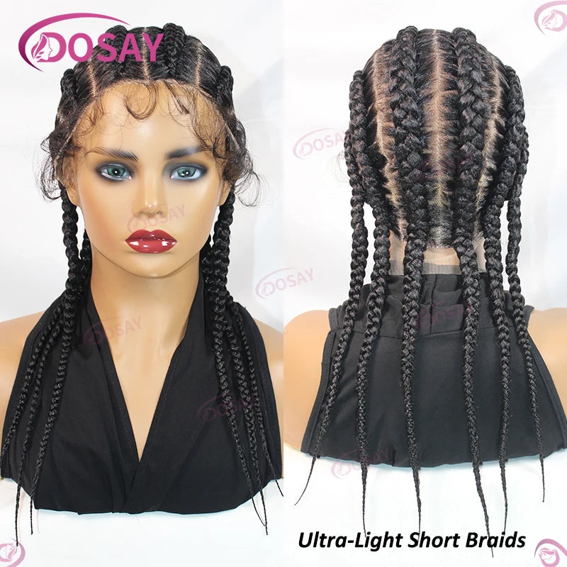 Perruques tressées sans colle synthétique pleine dentelle avant perruque tresse africaine sans noeud boîte tresses 20 "femmes perruques pour femmes perruques tressées