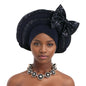 Cravate de Sauna à Paillettes pour Femme, Turban Africain avec Nministériels d Papillon Doux, Accessoire de ix