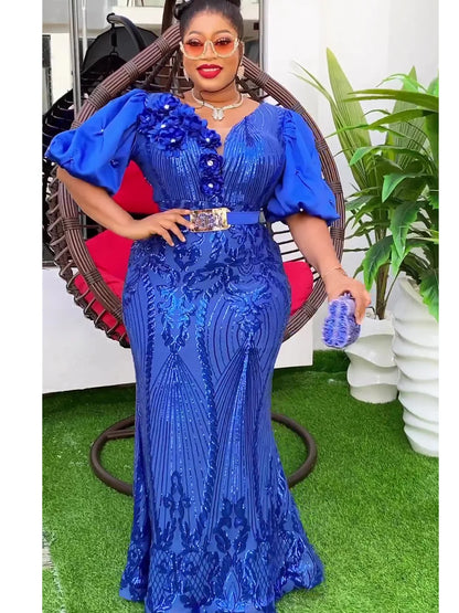 Robes de soirée de mariage africaines grande taille pour femmes Dashiki Ankara Robe de soirée à paillettes élégante tenue turque Robe vêtements africains