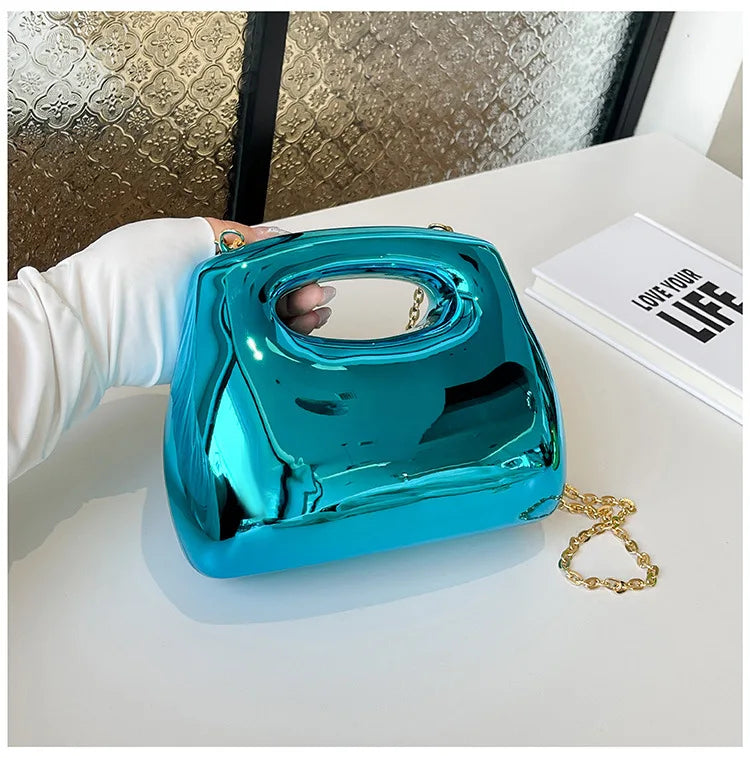 Sac à main hobo en acrylique doré pour femme, sac à main de plage transparent, sac à main de soirée, poignée supérieure ronde, fête de mariage, designer de luxe