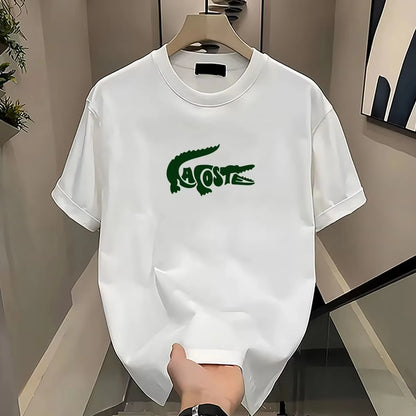 T-shirt d'été en coton pour hommes, confortable et respirant, tendance Ins, nouvelle impression, ample, col rond, polyvalent, haut de banlieue, vêtements pour hommes