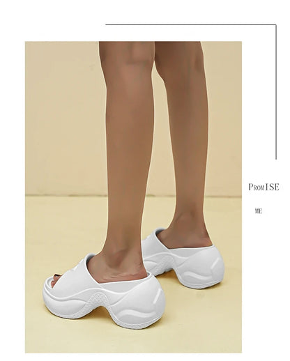 STleargSHEN-Pantoufles d'été à l'offre elles optiques pour femmes, tongs hautes de 9cm, talons compensés, chaussures de plage, pantoufles à plateforme épaisse