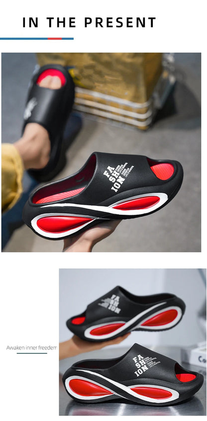 2024 Nouveaux chaussons pour hommes Sandales d'intérieur et d'extérieur Plage Confortables Diapositives souples Hommes Chaussures décontractées Tongs Pantoufles de maison Sandales