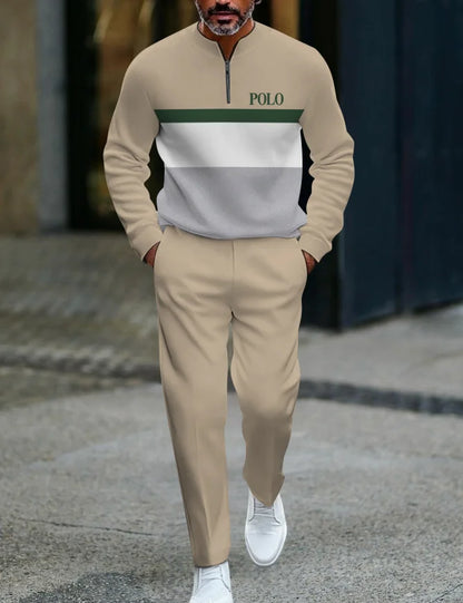 Ensemble pantalon Long à manches longues pour hommes, demi-fermeture éclair imprimée en 3D, fermeture à glissière, ajustement confortable, tenue décontractée à la mode, nouvelle collection 2025