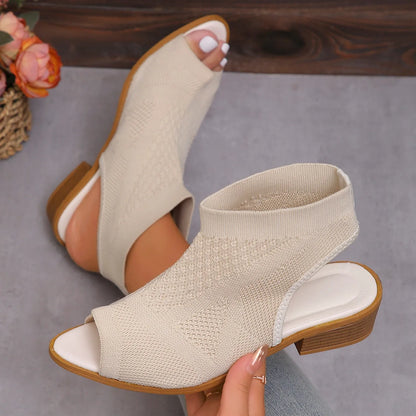 Sandales d'été confortables et décontractées pour femmes, chaussures d'extérieur légères à bout ouvert, nouvelle mode 2024