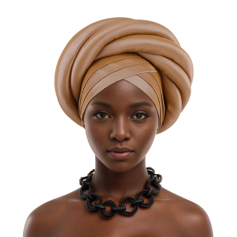 Turban Tressé pour Femme Africaine, Couvre-Chef Brut du Nigeria, Chapeau Musulman de ix, Vêtement de Sauna